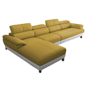 Amok 6 Seater L Shape Sofa Set for Living Room (Yellow Grey Leathertte) Left Side