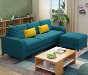 Francis 3 Seater with Ottman Sofa Set for Living Room (Green Fabric) Premium Fabric Sofa