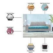 Brenti 3 Seater Sofa Set for Living Room (Cream Black Colour Fabric) Premium Fabric Sofa