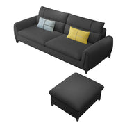 Francis 3 Seater Sofa with Ottoman Set for Living Room (Black Fabric)
