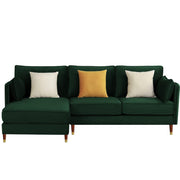 Croosen LHS 4 Seater L Shape Sofa Set for Living Room (Green Colour) Premium Velvet Fabric