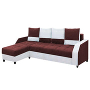 Severny 6 Seater L Shape Sofa Set for Living Room (Maroon Grey Fabric) Left Side