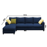 Rihan 6 Seater L Shape Sofa Set Living Room (Blue Fabric) Left Side Sofa