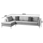 Romeio LHS 6 Seater L Shape Sofa Set for Living Room (Cream Fabric)