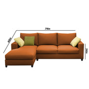 Rihan 4 Seater L Shape Sofa Set Living Room (Orange Fabric) Left Side Sofa