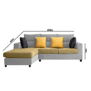 Hazer 4 Seater L Shape Sofa Set for Living Room (Cream Grey Fabric) Left Side