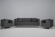 Casaliving Eren 3+1+1 Seater Sofa Set for Living Room (Black Colour Fabric) Premium Fabric Sofa Set for Living Room