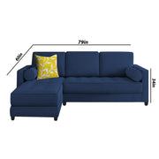 Sthone LHS 6 Seater L Shape Sofa Set for Living Room (Blue Fabric)