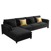 Delton LHS 6 Seater L Shape Sofa Set for Living Room (Black) Premium Fabric