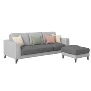 Grayon 3 Seater L Shape Convertible Sofa Set for Living Room, 3 Seater & Ottoman Modular Sectional Couch for Small Space (Grey Dark Grey Colour) Fabric