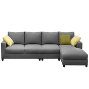 Rihan 6 Seater L Shape Sofa Set Living Room (Grey Fabric) Right Side Sofa