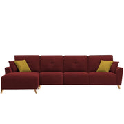 Antonio LHS 6 Seater L Shape Sofa Set for Living Room (Maroon Premium Fabric)