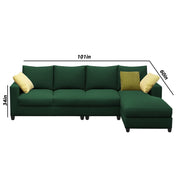 Rihan 6 Seater L Shape Sofa Set Living Room (Green Fabric) Right Side Sofa