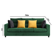 Hazer 3 Seater L Shape Sofa Set for Living Room (Green Fabric) Left Side