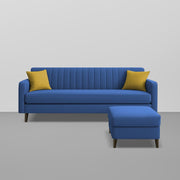 Casaliving Premium Conva Fabric 4 Seater L Shape Sofa Set 4 Seater Modern Sofa Set & Interchangeable Ottoman for Living Room (Blue Color Fabric)