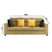 Hazer 3 Seater L Shape Sofa Set for Living Room (Cream Fabric) Left Side