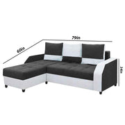 Severny 4 Seater L Shape Sofa Set for Living Room (Black Grey Fabric) Left Side