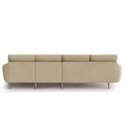 Lizel LHS 6 Seater L Shape Sofa Set with Center Table for Living Room (Cream Fabric) Premium Velvet Fabric Sofa