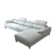 Amok 6 Seater L Shape Sofa Set for Living Room (Grey Leathertte) Right Side