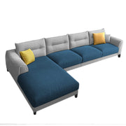 Hazer 6 Seater Sofa Set for Living Room (Blue Grey Fabric) Left Side Sofa