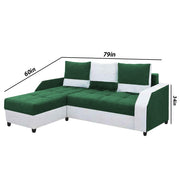 Severny 4 Seater L Shape Sofa Set for Living Room (Green Grey Fabric) Left Side