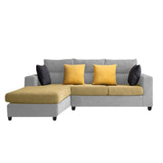 Hazer 4 Seater L Shape Sofa Set for Living Room (Cream Grey Fabric) Left Side