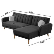 Rino RHS 4 Seater L Shape Sofa Set for Living Room (Black Fabric)