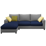 Rihan 4 Seater L Shape Sofa Set Living Room (Blue Grey Fabric) Left Side Sofa