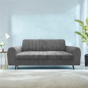 Brenti 3 Seater Sofa Set for Living Room (Cream Black Colour Fabric) Premium Fabric Sofa