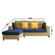 Hazer 4 Seater L Shape Sofa Set for Living Room (Cream Blue Fabric) Left Side