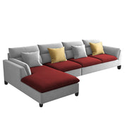 Delton LHS 6 Seater L Shape Sofa Set for Living Room (Maroon Grey) Premium Fabric
