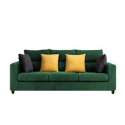 Hazer 3 Seater L Shape Sofa Set for Living Room (Green Fabric) Left Side