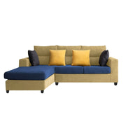 Hazer 4 Seater L Shape Sofa Set for Living Room (Cream Blue Fabric) Left Side