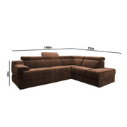 Elldona RHS 6 Seater Corner L Shape Sofa Set for Living Room (Brown) Premium Fabric Sofa
