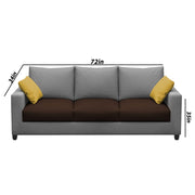 Rihan 3 Seater Sofa Set Living Room (Brown Grey Fabric)