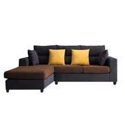 Hazer 4 Seater L Shape Sofa Set for Living Room (Black Brown Fabric) Left Side
