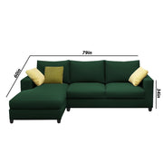 Rihan 4 Seater L Shape Sofa Set Living Room (Green Fabric) Left Side Sofa