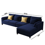 Delton RHS 6 Seater L Shape Sofa Set for Living Room (Blue) Premium Fabric Sofa Set