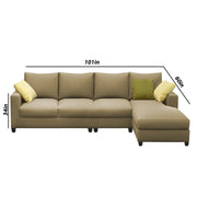 Rihan 6 Seater L Shape Sofa Set Living Room (Cream Fabric) Right Side Sofa