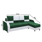 Severny 6 Seater L Shape Sofa Set for Living Room (Green Grey Fabric) Right Side