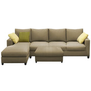 Rihan 8 Seater L Shape Sofa Set with Ottoman for Living Room (Cream Fabric) Left Side Sofa