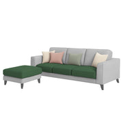 Grayon 3 Seater L Shape Convertible Sofa Set for Living Room, 3 Seater & Ottoman Modular Sectional Couch for Small Space (Grey Dark Grey Colour) Fabric