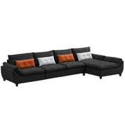 Abner 6 Seater L Shape Sofa for Living Room Color - Black | Right Side Sofa.