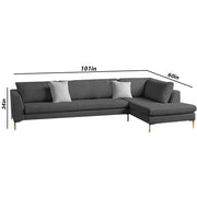 Romeio LHS 6 Seater L Shape Sofa Set for Living Room (Cream Fabric)