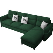 Andon 6 Seater L Shape Sofa Set for Living Room (Black Grey Fabric) Left Side Sofa