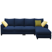 Rihan 6 Seater L Shape Sofa Set Living Room (Blue Fabric) Right Side Sofa