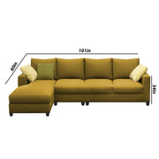 Rihan 6 Seater L Shape Sofa Set Living Room (Yellow Fabric) Left Side Sofa