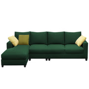 Rihan 6 Seater L Shape Sofa Set Living Room (Green Fabric) Left Side Sofa