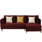 Croosen RHS 4 Seater L Shape Sofa Set for Living Room (Maroon Colour) Premium Velvet Fabric