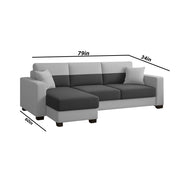 Aden LHS 4 Seater L Shape Sofa Set with 2 Puffy for Living Room (Black Grey Colour Fabric) Premium Fabric Sofa Set for Living Room